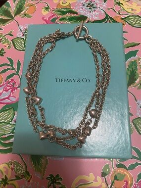 Tiffany & Co. Silver Multi-Strand Heart Toggle Necklace